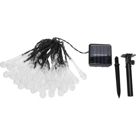 Guirlande lumineuse solaire à 30 LED en forme de goutte d'eau, décorations de fêtes, étanche, économique en énergie, ruban flexible, guirlande lumineuse extérieure pour Noël, mariages, décorations de  (1/5)