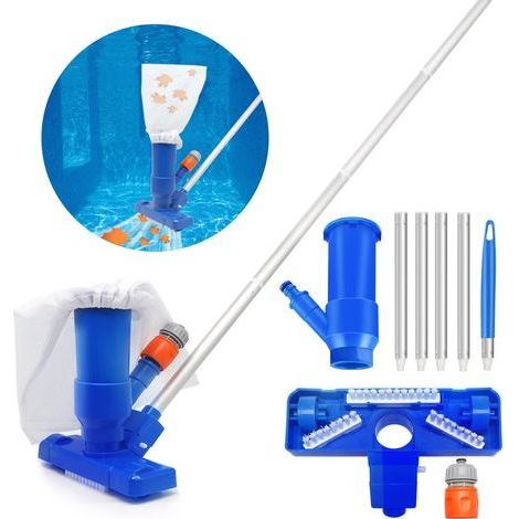 Aspirapiscina, aspirapiscina portatile con spazzola e manico in alluminio rimovibile, pulitore manuale per piscina, kit di aspirazione del fondo della piscina per piscine, fontane e vasche idromassagg (1/5)