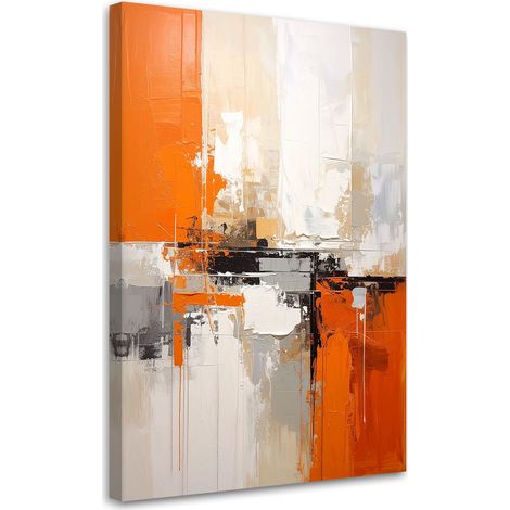 Image sur Toile, Abstraction orange et beige avec lumière urbaine,20x30 (1/4)