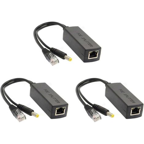 Répartiteur PoE Gigabit Mini 3 voies 10/100 Mbps, alimentation par Ethernet (PoE) 12 V CC, norme IEEE 802.3af, noir (1/5)