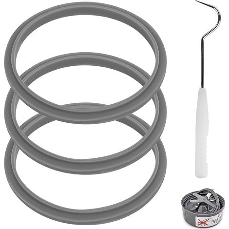 6 Pieces Blender Replacement Set, Silicone Gasket, Perfectly Fit Lid with Change Tool, Compatible with 600W/900W Blenders (Gray) (1/5)