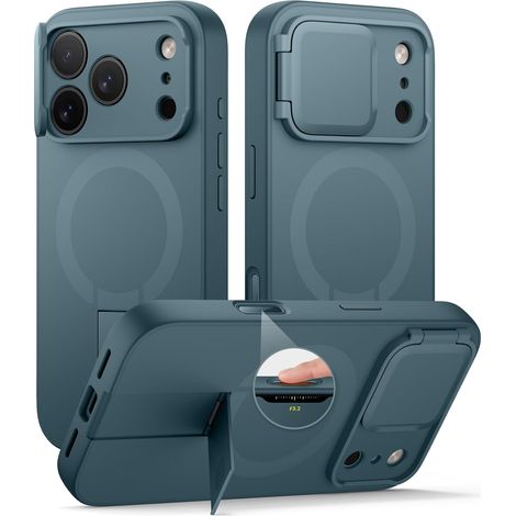 Coque Magnétique Compatible avec iPhone 18 Pro Max, Coque de Protection avec Couvercle pour Appareil Photo et Support réglable 6,9 Pouces(Lac Vert) (1/5)