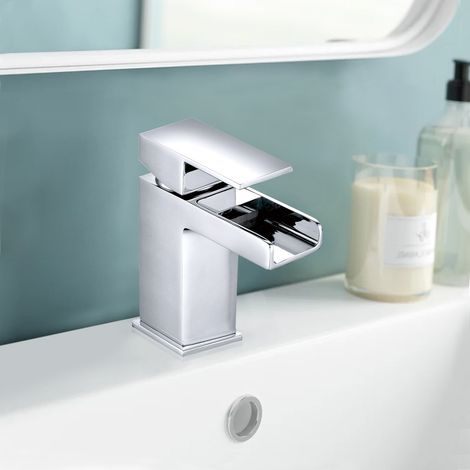 Aquariss Modern Bathroom Waterfall Mono Basin Mixer Tap Chrome (1/5)