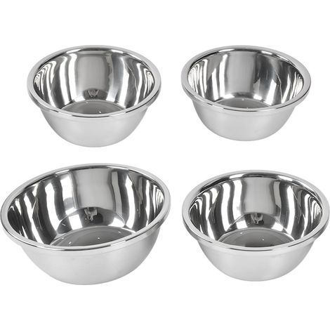 Ensemble de 4 Bols Inox Épais pour Cuisine, Récipients Antiadhésifs pour Préparation Culinaire