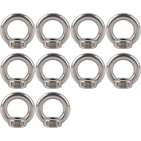 Lot de 10 écrous à œillet de levage en acier inoxydable, forme annulaire, pour machines forestières M8 (1/5)