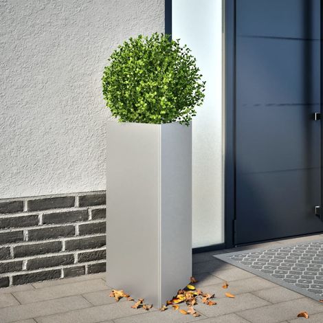 Jardinière Pot de Fleurs triangulaire 40x34,5x70 cm acier galvanisé CFW74548 (1/5)