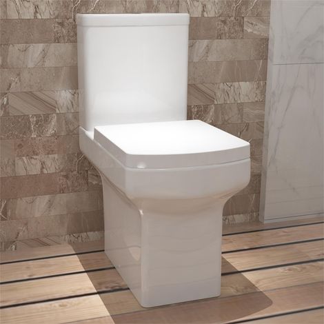 Acezanble Bathroom Square White Ceramic Modern Close Coupled Toilet WC