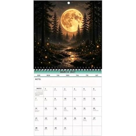 Calendrier mural 2027 Organiseur mensuel des phases lunaires sur 12 mois (1/5)