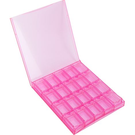 Boîte de Rangement pour Onglerie Rose Transparente, 20 Cases Détachables en Acrylique pour Art de Nail, Décorations et Bijoux (1/5)