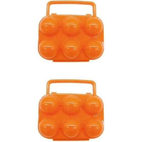 2 Conteneur porte - oeufs 6 compartiments, boîte de stockage d'oeufs en plastique protection antichoc, distributeur de transport portable de plateau d'oeufs, réfrigérateur extérieur de cuisine de voya (1/5)