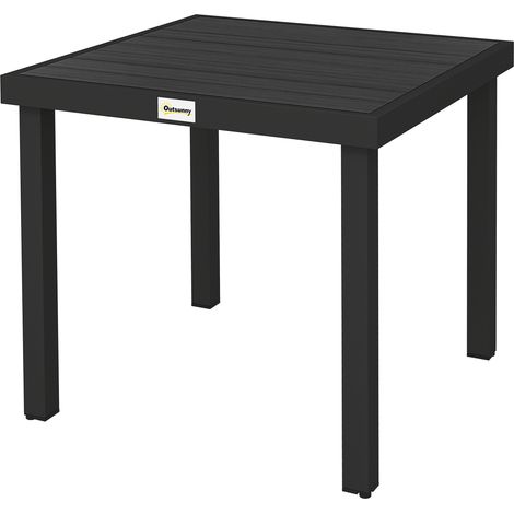 Outsunny Tavolo da Giardino Effetto Legno, 78x78 cm, Nero