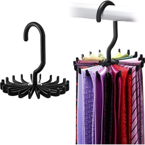 Porte-Cravates Circulaire - Support Pivotant Réglable 360° - Pour Cravates Ceintures Écharpes Accessoires - Lot de 2 (1/5)