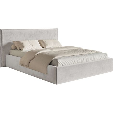 Selsey Softie – Polsterbett 180×200 mit Bettkasten und Lattenrost, Velours, hellgrau (1/5)