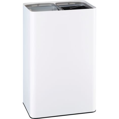 Corps de poubelle de tri sélectif Venus - 2x40l - blanc mat - RAL 9016