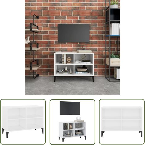 INLIFE Meuble TV avec pieds en métal Blanc 69,5x30x50 cm (1/5)
