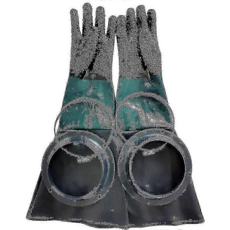 Sandstrahlhandschuhe. 60 cm lange Sandstrahlstücke mit O-Ringen. Kompatibel mit Sandstrahlkabinen. (1/3)
