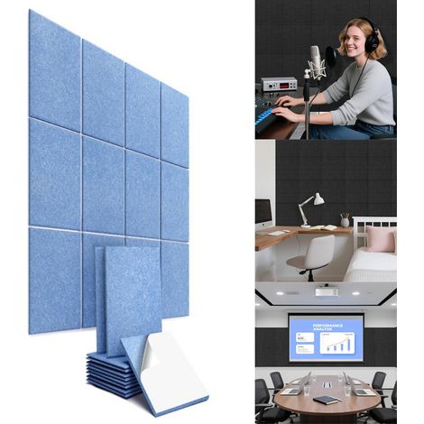 Panneaux Anti-Bruit Autoadhésifs Facile à Installer Absorption Sonore Découpable pour Mur Porte Bureau Chambre 24 15x30cm Polyester (1/5)