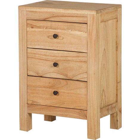 Table de chevet 3 tiroirs en bois de mindi 45 x 30 x 66 cm (1/2)