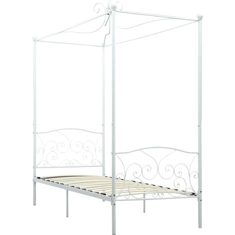 Maison Exclusive - Cadre de lit à baldaquin Blanc Métal 100 x 200 cm (1/5)