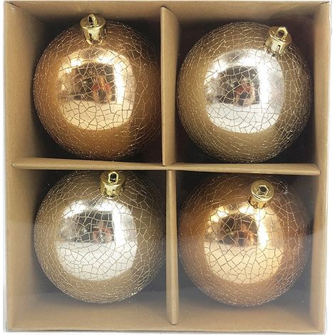 Set 4 Palline Decorative per Albero di Natale Ø10 cm in Plastica 2 Colori Assortiti (1/2)