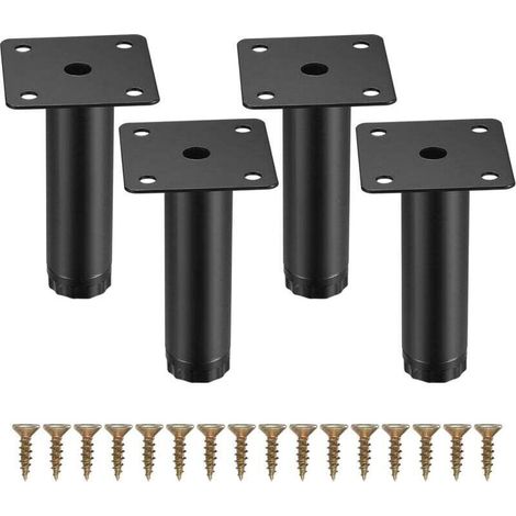 Pièces Pieds de Meuble, 8 cm/3,15 Pouces Pieds de Meubles Réglables, Pieds de Support en Fixation en Métal pour Meubles/Table/Chaise/Bureau/Cuisine/Armoire/Canapé- Crezuo (1/4)