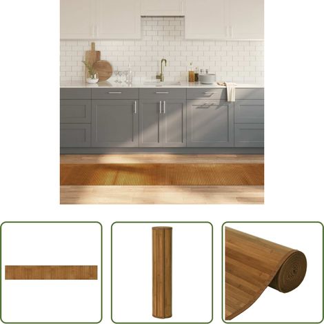 vidaXL Wohnzimmer Teppich -  Teppich Rechteckig Braun 60x400 cm Bambus