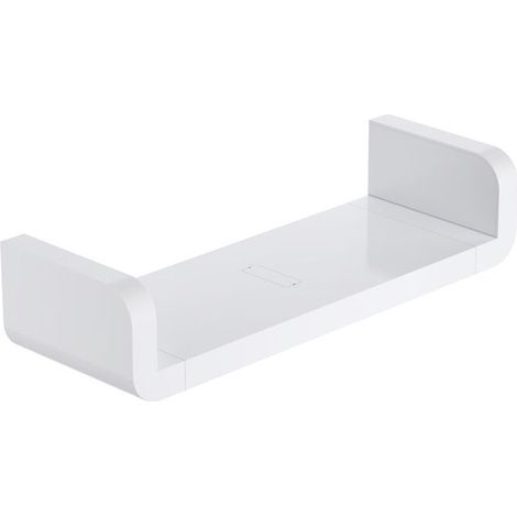 Plastique Blanc Wall Mount Étagères de salle de bain, ventouse Etagères murales Flottante en Forme de U Fournitures de Douche (Milieu) (1/5)
