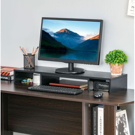 Soporte elevador de pantalla doble extensible 80 a 117 x 23,5 x 10 cm negro DESVIAE (1/5)