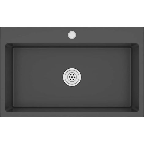 Maison Exclusive - Évier de cuisine fait main Noir Acier inoxydable (1/5)