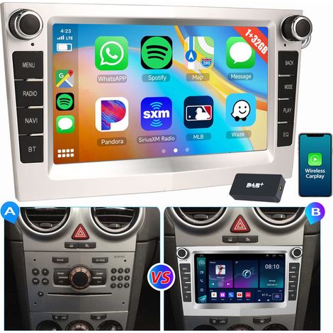 1+32G pour Opel Corsa C/D Zafira B Astra G H Vivara Combo Signum Vivaro Android 14 Autoradio Carplay Blanc+DAB
