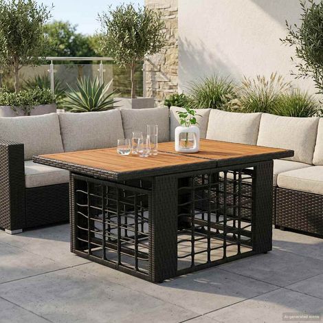 Mesa de Jardín Negro y natural 100 x 55 x 37 cm