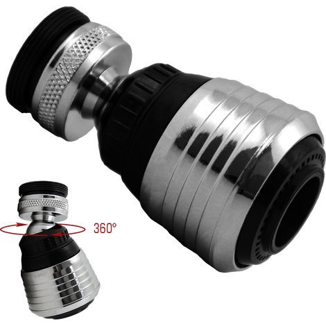 Lot de 6-Aérateur de robinet pivotant 360° – Économiseur d'eau 2 jets haute pression/délicat – Compatible filetage M22/M24 – Installation rapide (1/4)
