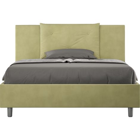 Letto alla Francese rivestito in Microfibra - APPIA - Dimensione Rete: 140x200 - Colore: Tè verde - Tipologia Letto: Senza Rete (1/4)