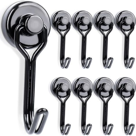 20er-Pack extra starke Neodym-Magnethaken 10 kg + 16 mm – drehbare Magnethaken mit Haken – leistungsstarke Magnete – zum Aufhängen an der Decke, für Camping, Van, Grillen,