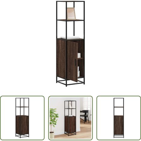 Holzwerkstoff - Highboard Braun Eichen-Optik 35,5x35x139cm Holzwerkstoff Metall (1/5)