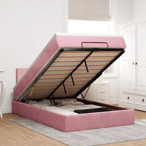 Ottoman-Bett mit Matratze & LEDs Rosa 120x200 cm Samt (1/5)