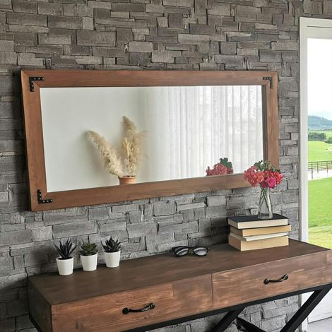 Miroir mural en bois brun - format horizontal HILO (1/4)