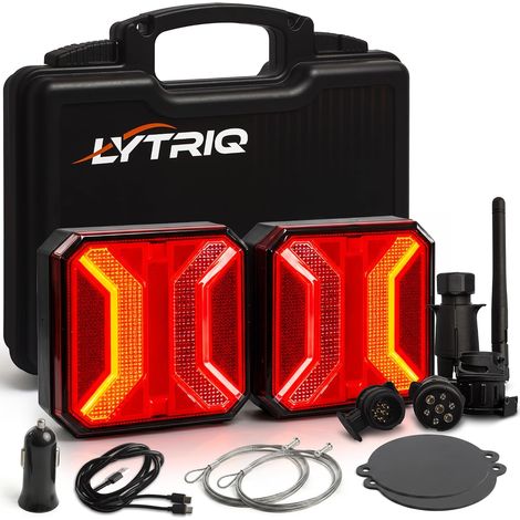 Luci per rimorchio a LED wireless 5000mAh, kit luci posteriori magnetiche approvate E9, 7/13 pin, USB-C, impermeabile IP67, trattore, camper, barca, agricolo (1/5)