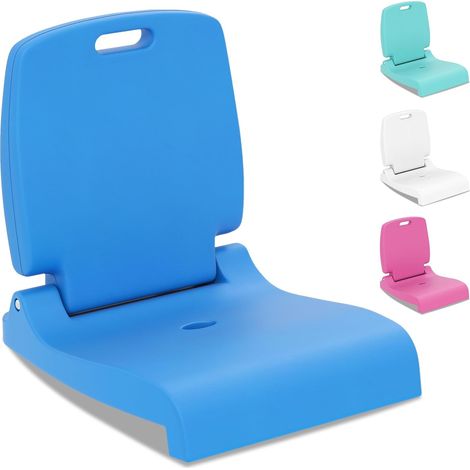 GOPLUS Chaise de Bord de Piscine, Siège Rabattable pour Adulte avec Dossier & Poignées, Chaise de Pique-Nique Portable, Chaise de Stade Extérieur pour Camping, Pêche, Plage, Yachet, Bateau (Bleu) (1/5)