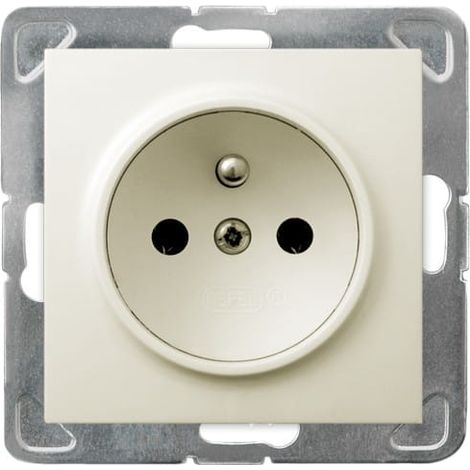 Presa singola p/t con messa a terra 2P+Z senza cornice, impronta ecru