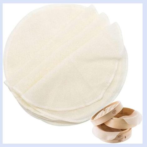 Esterilla de vapor de algodón - Esterilla para cocinar al vapor - Cocinar dim sum al vapor - Reutilizable - 28 cm - Blanca (1/5)