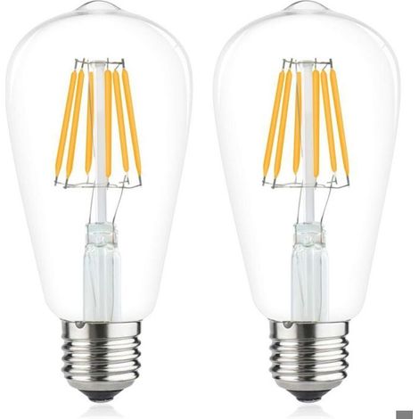 Ampoule LED Edison - PZCC - ST64 - E27 6W (60W eq.) - Dimmable - Blanc chaud 2700K 600lm (lot 2) (1/5)