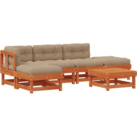 Garden Lounge Set 6 pcs Wax Brown Solid Pine Wood vidaXL (1/5)
