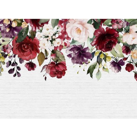 Papier peint panoramique nature motif floral Tapisserie panoramique florale pour bureau Papier peint panoramique idéal pour chambre (1/4)
