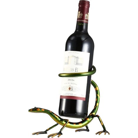 Gecko-Weinregal, Tooarts-Eisenskulptur, Heimdekoration, Kunsthandwerk, praktische Skulptur