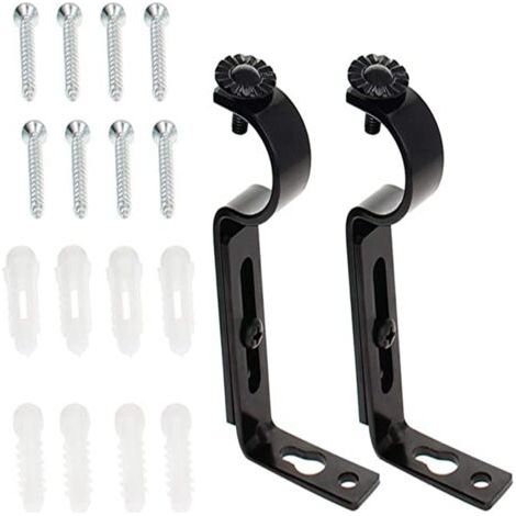 pièces cintres de cadre télescopique pour tringles à rideaux, supports pour supports de tringle à rideaux, tringles à rideaux, support noir pour tringles à rideaux, supports de rideaux, métal (1/5)