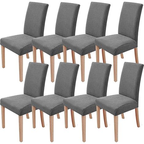 Housses De Chaise Stretch Lot De 8 Housses De Chaise Amovibles Et Lavables Pour Salle à Manger Moderne élastique Protecteur De Chaise Décoration Pour Bureau Banquets Fête De Mariage (Gris Cla (1/5)