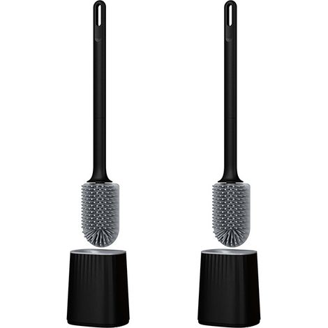 Cepillo de inodoro de doble cara con soporte de pared, no requiere perforación - Alcance largo, extraíble, lavable - Cepillo de inodoro con mango (1/5)
