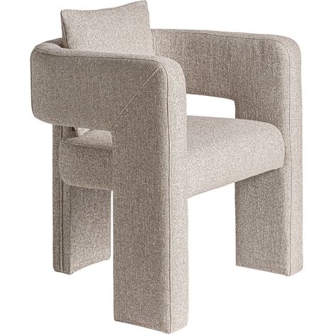 Fauteuil art déco en bois de frêne et assise beige mate - Beige clair bois naturel (1/5)
