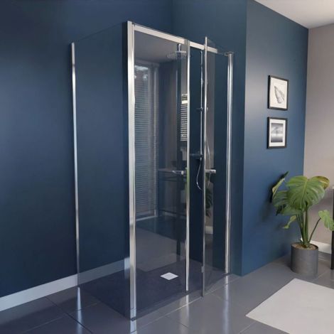 Cuisibane – Paroi de douche PMR en angle – Double porte pivotante 120 x 80 cm – Verre trempé anticalcaire – Accès sans seuil (1/4)